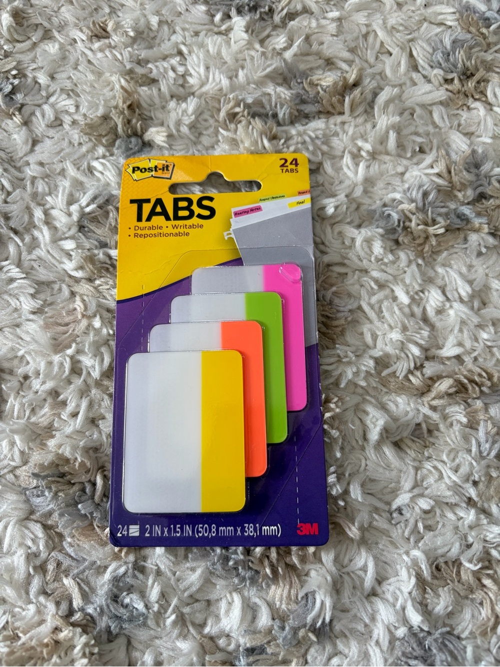 Post-it Tabs Repositionable Page Markers - Pink, Green, Orange, Yellow (24 Tabs)